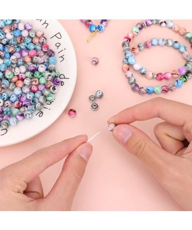 500pcs Quefe Craft Beads for Bracelets Making - Ink Patterned Space Acrylic Beads with Spacer Beads and Crystal String (8mm) - Buy Online on GoSupps.com
