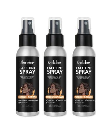 Lace Tint Spray for Wigs 3Pack Lace Melting Spray for Your Lace Wig and All Hair Types(Medium Brown)