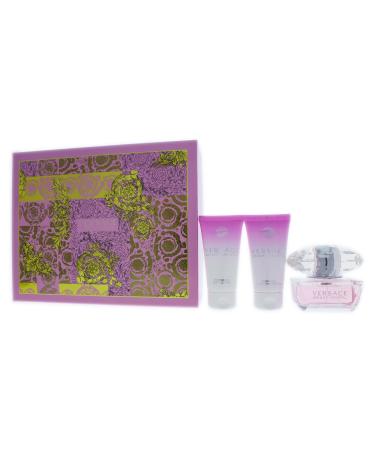 Versace Versace Bright Crystal Women Giftset (Eau De Toilette Spray Perfumed Bath and Shower Gel Shimmering Body Gel) Floral 5.07 Fl Oz (Pack of 1)