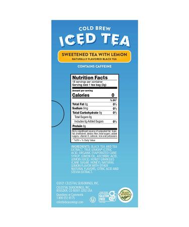 Celestial Seasonings Cold Brew Iced Tea with Lemon - Sweetened Tea Bags (18 Count, 1.3 oz) - Buy Online on GoSupps.com