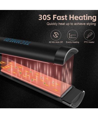 TECHMERI 2-in-1 Hair Straightener & Curler - Ionic Ceramic Flat Iron 1 Inch 450 F Dual Voltage - Perfect for International Shipping - Buy Online on GoSupps.com