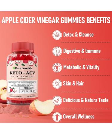 Apple Cider Vinegar Gummies | Max Strength 2000mg | Vegan Non-GMO Probiotics & B12 Support | Digestion Metabolism Detox Gut & Immune Health | 120 Gummies (2 Packs - Buy Online on GoSupps.com