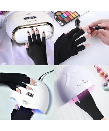 UV Gloves for Nail Care - Fingerless Gel Manicure Gloves for Women | Sun Protection & Nail Art - Black - Buy Online on GoSupps.com