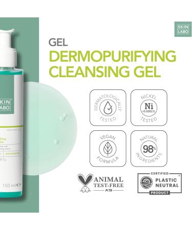 SkinLabo - Dermopurifying Cleansing Gel - Balancing and Purifying Action Removes Impurities with Salicylic Acid and Niacinamide - 150 ml New Version - Buy Online on GoSupps.com