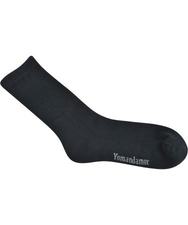 Yomandamor Men's Cotton Diabetic Crew Socks - Non-binding Top, Seamless (4 Pairs, Size 10-13, Black) - Buy Online on GoSupps.com
