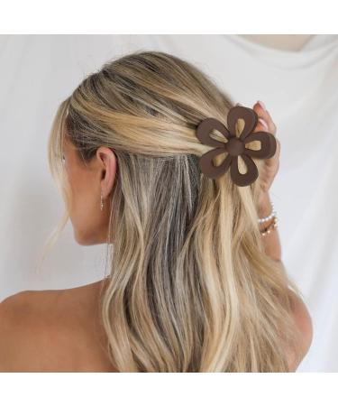 Daisy Flower Hair Clips for Women Girls - 6 Pack Medium Claw Clips for Thick Thin Hair - Non Slip Matte Neutral Jaw Clips - Brown - Buy Online on GoSupps.com