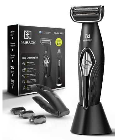 Ferrisa back razor men back razors for men body trimmer men for long handle electrical body razor men with facial razor nasal hair trimmer replacable heads