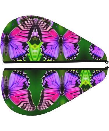 Buy Purple Cute Butterfly Coral Velvet Dry Hair Cap | Perfect for Home Travel Pool Parties & More - Buy Online on GoSupps.com