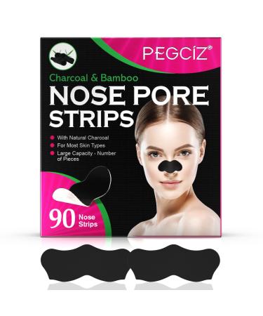 Tiuedu Blackhead Pore Strips 90PCS Nose Strips for Black Head Remover Deep Cleansing Charcoal Strips with Instant Blackhead Removal Natural Charcoal Pore Cleaner & Minimizer (Black Nose strips women)