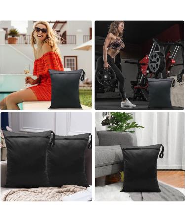 2Pcs Wet Dry Bags Waterproof Reusable Wet Laundry Bag Baby Cloth Diaper Bag Organiser Pouches Nappy Wet Bag Washable Wet Clothes Bag for Gym Swimming Travel Workout Beach Pool (11.8X13.8 Inch) Black+black - Buy Online on GoSupps.com