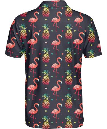 Flamingo Pineapple Tropical Exotic Polo Shirt - Men's & Women's Golf Polo, Lightweight & Multi Color - Large - Buy Online on GoSupps.com