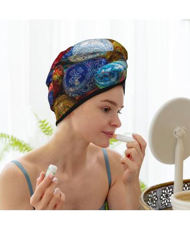 Colorful Hand Painted Easter Eggs Microfiber Hair Towel - Soft Super Absorbent Wrap for Long Curly & Thick Hair - Buy Online on GoSupps.com