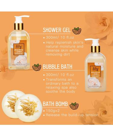 Sulfate Free Spa Gift Set for Her: 12pcs Honey Almond & Gardenia Spa Kit with Shower Gel, Bubble Bath, Bath Bombs, Body Scrub - Shea Butter & Vitamin E Included - Buy Online on GoSupps.com