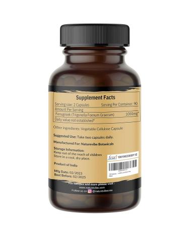 Naturevibe Botanicals Organic Fenugreek Capsules - 1000mg Per Serving - 180 Veg Capsules - Buy Online on GoSupps.com