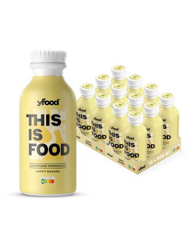yfood Happy Banana, Ready-to-Drink Meal, THIS IS FOOD, Meal Replacement, 34g Protein, 26 Vitamins & Minerals (12 x 500ml), Banana Flavour