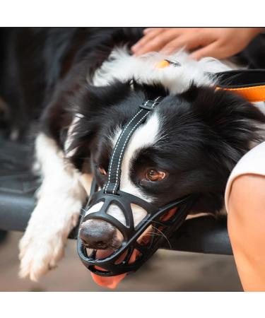 Soft Rubber Basket Dog Muzzle for Small Medium Large Dogs - Breathable Adjustable Straps, Allows Drinking and Panting - Anti-Biting, Prevent Chewing, Barking - Pet Mouth Cover (M Black) - Buy Online on GoSupps.com