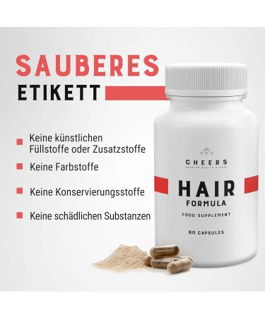 Cheers Hair Formula - 60 Vegan Capsules for Healthy Hair Skin & Nails | Hair Vitamins with Phosphatidic Acid | Best Hair Supplement for Adults - Buy Online on GoSupps.com