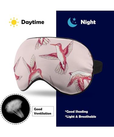 Pink Humming Birds Sleep Mask Eye Cover for Sleeping Blindfold with Adjustable Strap Blocks Light Night Travel Nap for Men Women - Buy Online on GoSupps.com
