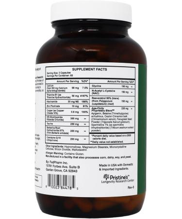 PRISTINE'S Age Finity NAD+ Cellular Optimzation Supplement - NAD NR TMG CoQ10 GlyNAC Resveratrol Spermidine - Cellular Energy & Anti Aging Support - Third Party Tested Made in USA Non-GMO - Buy Online on GoSupps.com