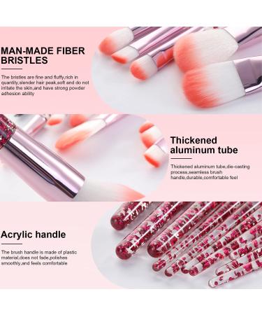 Professional 10 PCS Makeup Brush Set - Stylish Glitter Handle Face & Eye Brushes with Transparent Bag (Pink) | International Shipping - Buy Online on GoSupps.com