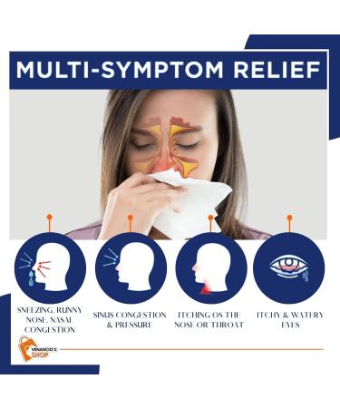 Equate Sinus & Allergy Relief PE Tablets - Maximum Strength Antihistamine & Decongestant - 4 Hour Allergy Medication - 72 Count (Pack of 3) + Bonus Venancio Sfridge Sticker - Buy Online on GoSupps.com
