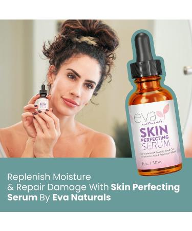 Eva Naturals Skin Perfecting Serum - Aloe, Sandalwood, MSM, Peptides, Rose Hip Seed Oil - 1 oz - Rejuvenates, Stimulates Collagen, Reduces Wrinkles, Hydrates, Balances Oil - Buy Online on GoSupps.com