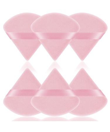 Auauy 6 PCs triangle makeup powder squad face sponge powder puff washable reusable makeup sponge wet dry make -up tool for loose powder or foundation rouge (pink) 6 pink