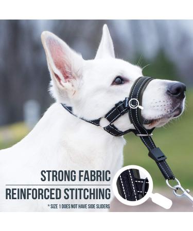GoodBoy Dog Head Halter with Safety Strap - Stops Heavy Pulling On The Leash - Padded Headcollar for Small Medium and Large Dog Sizes - Head Collar Training Guide Included (Size 1 Black) Size 1 (Pack of 1) Black Nylon / Black Padding - Buy Online on GoSupps.com