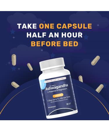 Dr. Klein's Ashwagandha 6000 mg 30:1 root extract 200mg per capsule 10% Withanolides. Sleep Aid Relaxation Stress Support with L-Theanine 200mg & Magnesium Bisglycinate 75mg Natural Cortisol Supplement. 30 Capsules. 30 count (Pack of 1) - Buy Online on GoSupps.com