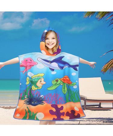 Buy FEBE Hooded Bath Poncho for Kids - Toddler Towel & Bathrobe | Ocean Design | International Shipping - Buy Online on GoSupps.com