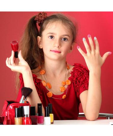 72 Pieces Kids Stick On False Nails Kit for Girls - Short Full Cover Nail Design Set with Stripe and Dot Patterns - 3 Boxes Included - Buy Online on GoSupps.com