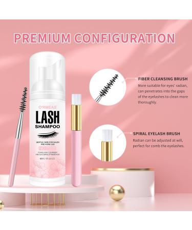 Eyelash Shampoo Foam Cleaner with Brush - 60ml Lash Cleaner for Extensions & Makeup Residue Removal - Buy Online on GoSupps.com