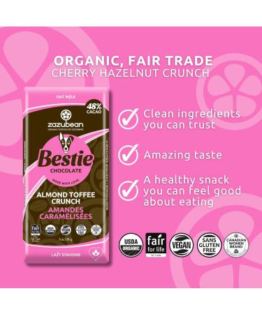 Zazubean SUPERFOODS Chocolate bars - Organic Vegan Fair trade Gluten free Soy Free (Almond Toffee Crunch) - Buy Online on GoSupps.com