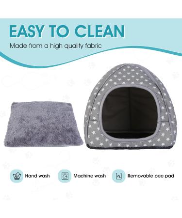 Hioph Guinea Pig Bed House Cozy Hamster Rabbit Bed with Removable Pad Warm Sleeping House Samll Animal Hideout for Guinea Pig Hamster Rabbit Hedgehog Chinchilla(Gray Star Pattern) - Buy Online on GoSupps.com