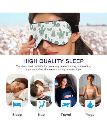 Adjustable Light Blocking Eye Mask for Deep Sleep - Breathable & Comfortable - Ideal for Travel, Yoga, Meditation - Men & Women - Cartoon Cactuses Design - Buy Online on GoSupps.com