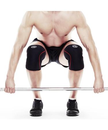 Rehband Kniebandage f r Kraftsport & Fitness - 7mm Neopren Flexibel & Rutschfest - Kniebandage f r M nner & Frauen Schwarz/Rot - 1 Paar XS - Buy Online on GoSupps.com