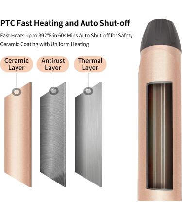 1 Inch Ceramic Coating Hair Curling Iron - Professional Hair Curler with Fast Heat Up - Rose Gold - Buy Online on GoSupps.com