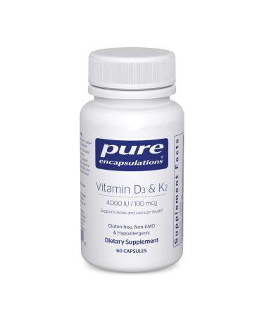 Pure Encapsulations Vitamin D3 & K2 - Bone & Vascular Health Support - Immune Function Support* - Gluten Free - Non-GMO - 60 Capsules 60 Count (Pack of 1)