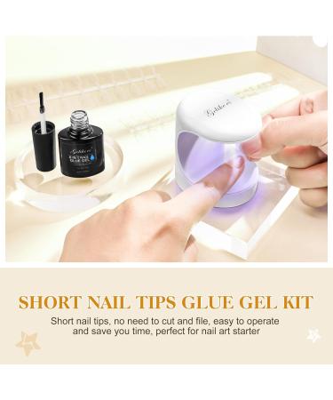 Gelike EC Nail Tips and Glue Gel Kit - 240PCS Short Square Full Cover Soft Gel Nail Tips | 6 in 1 Nail Glue, UV Mini Lamp - Nail Art Starter Kit | Christmas Gift - Buy Online on GoSupps.com