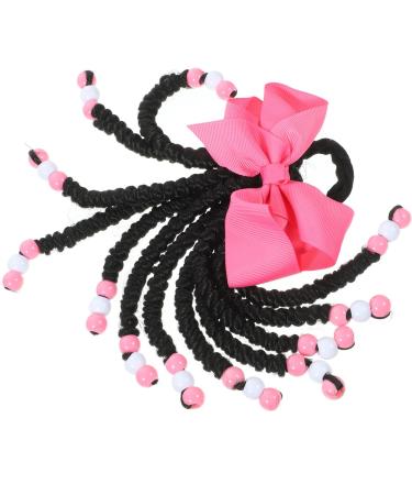 Ponytail Beads and Dreadlocks Fake Braids Color Hair Extensions for Kids Beaded Braided Braids Hair Extensions Kids Ponytail Extension Wig Women's Bow Tie Chemical Fiber Headband As Shown