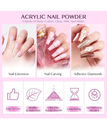 SAVILAND Acrylic Nail Kit with Mini Nail Lamp Professional Acrylic Powder & Liquid Set for DIY Nail Extension Clear White Pink - Perfect for Beginners - Buy Online on GoSupps.com