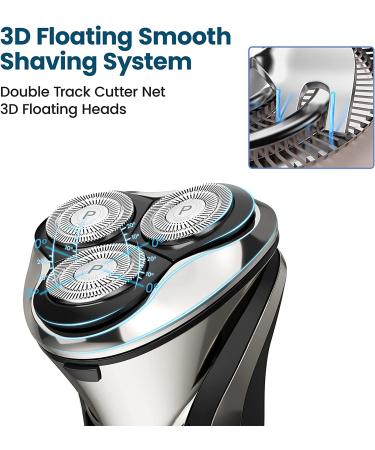 Phisco Men's Electric Shaver - Wet/Dry, 3D Rechargeable, IPX7 Waterproof, Rotary Shaver with Beard Trimmer - Replacement Blade Included - Buy Online on GoSupps.com