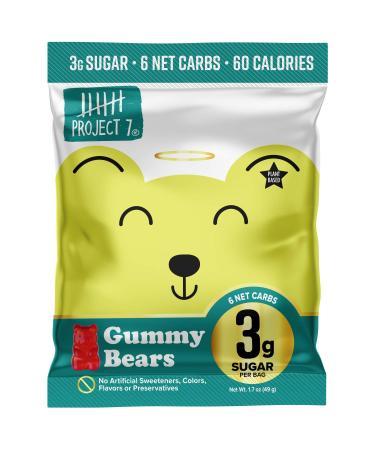 Project 7 Low Sugar Gummy Bears – Keto Candy & Vegan Candy with 3g Sugar & 6g Net Carbs – Low Calorie Snacks for Kids and Adults – Vegan Gummy Candy with no Sugar Alcohols, (1 Pack) Gummy Bears 1.8 Ounce (Pack of 1)