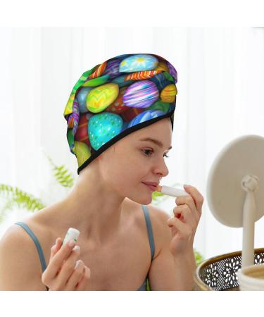 Colorful Easter Eggs Microfiber Hair Towel Wrap - Soft Super Absorbent Coral Velvet for Long Curly & Thick Hair | Quick Dry Towel for Women - Buy Online on GoSupps.com