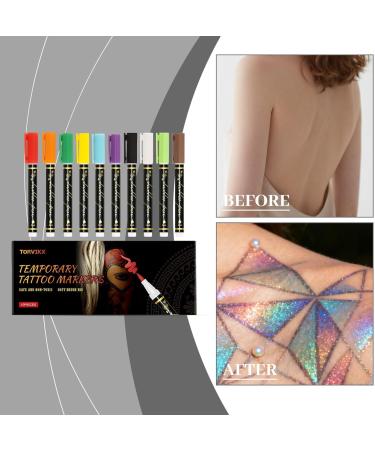  Sionhiuo Skin Painting Pencils 10 Colors Skin Friendly Long Lasting Fine Point Skin Pencils for Birthday Cosplay Festival Makeup Party - Buy Online on GoSupps.com