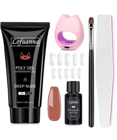 Lofuanna Poly Gel Nail Kit-30ML Deep Nude Poly Extension Gel Nail Starter kit Poly Nail Gel With Nail Lamp Slip Solution Nail form Nail Brush Nail Strengthen Nail Gel Kit DIY for Beginners Deep Nude-11 - Buy Online on GoSupps.com