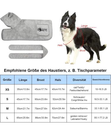 Ownpets Dog Stirring Towel | Rapid Drying Terry Bathing Coat with Velcro Fastener & Adjustable Body Band - Thickening Size M Gray - Perfect for Grooming & Bathing Your Dog - Buy Online on GoSupps.com