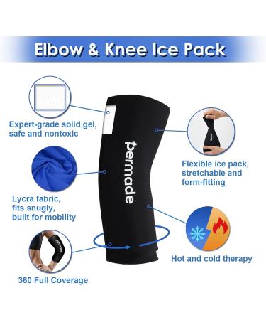 Permade Elbow Ice Sleeve for Arm & Knee - 360 Compression Cold Therapy for Tendonitis - Reusable Gel Cold Pack - Flexible and Adjustable (L for 12.6-16.5) - Buy Online on GoSupps.com