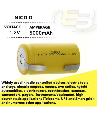 Buy Exell 10x D Size 1.2V 5000mAh NiCD Rechargeable Batteries - Ideal for Flushometers Hands-free Sinks Sanitizers & More - International Shipping Available - Buy Online on GoSupps.com
