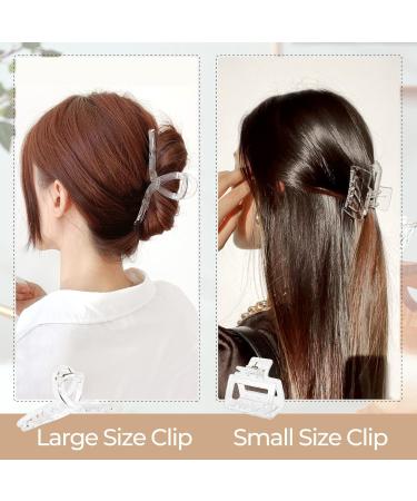 DEEKA 5 Pcs Clear Large Hair Claw Clips - White Thick Long Jaw Barrettes for Women and Girls - Buy Online on GoSupps.com